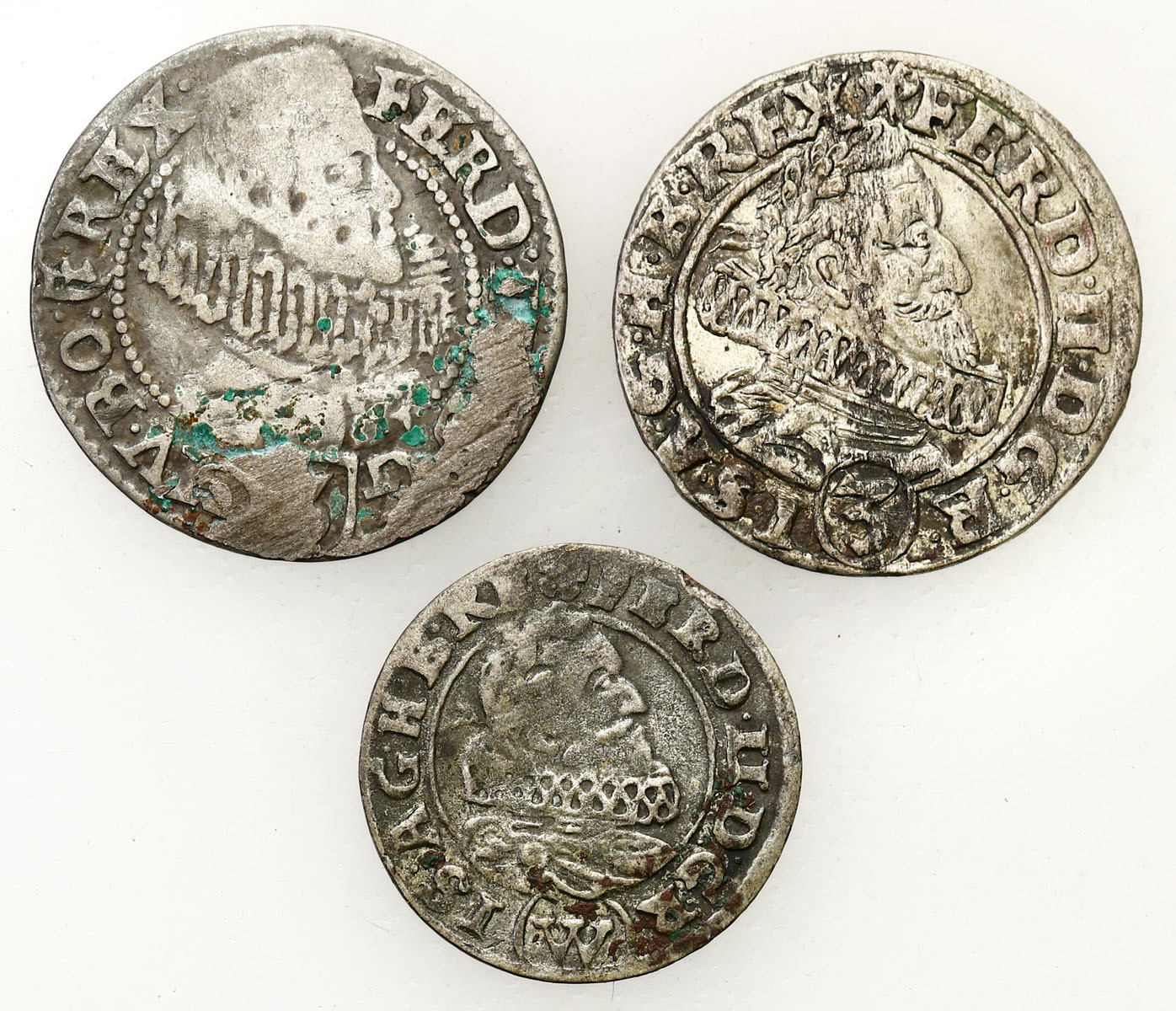 Śląsk. Krajcar 1626 HR, 3 krajcary 1630 PH i HR, Wrocław, Kłodzko, zestaw 3 monet